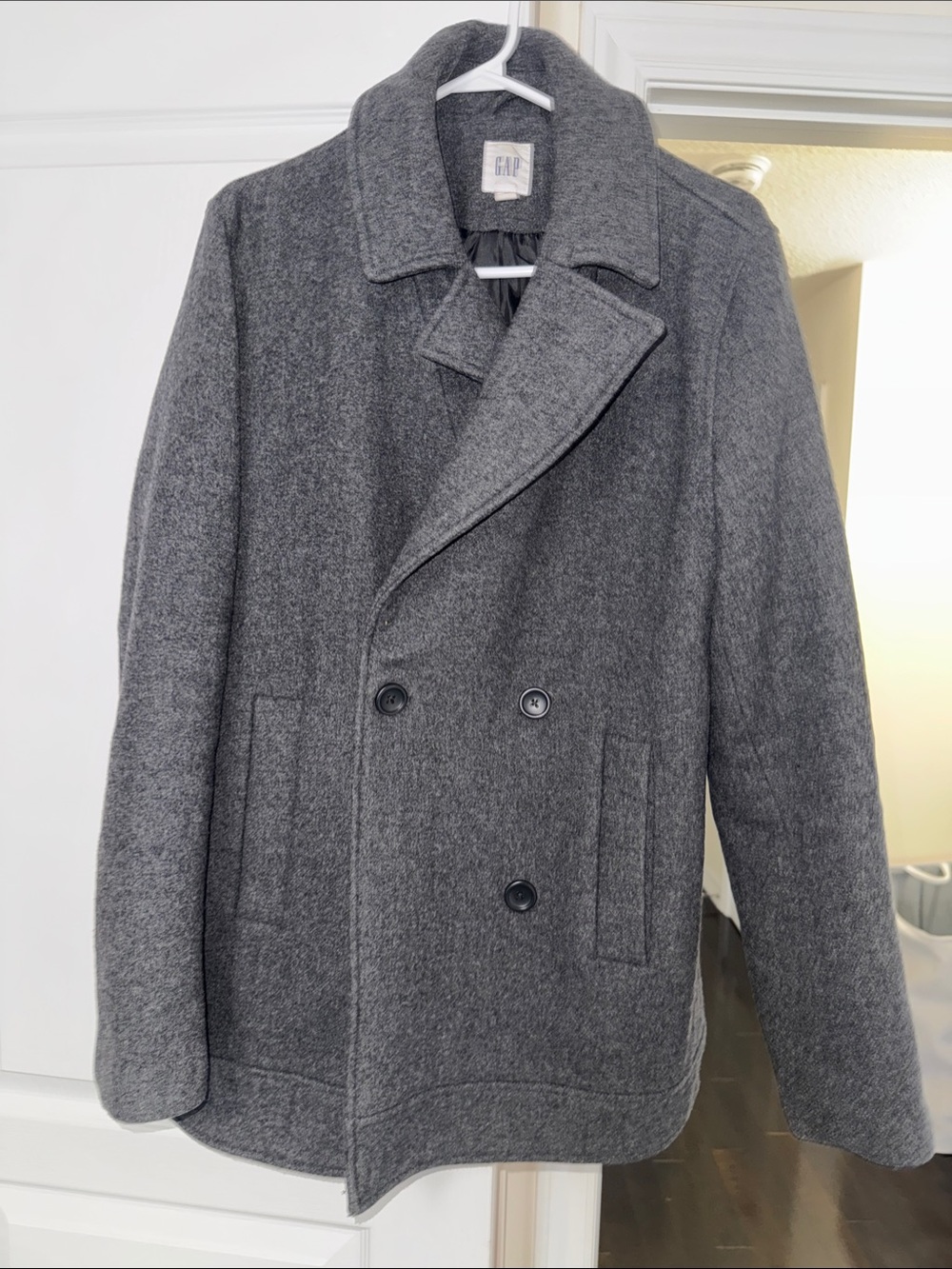 GAP Gray Double-Breasted Wool Peacoat
